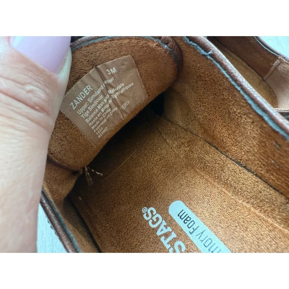 Deer Stags Zander Kids Brown Faux Leather Memory Foam Oxford Dress Shoes Size 3M - Picture 6 of 8